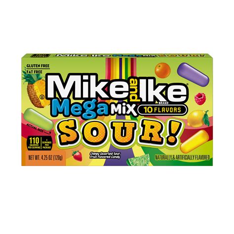 Mike and Ike Mega Mix SOUR! Chewy Candy, 4.25 Ounce Theater Box, 1 ...