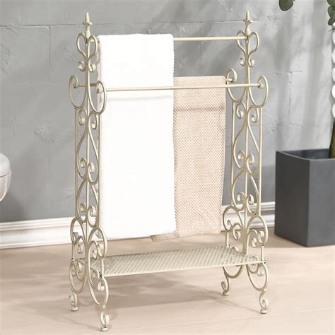 Vintage Freestanding Towel Rack, 3 Tier Metal Towel Stand, White Floor ...