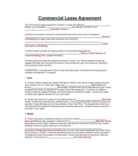 free printable texas commercial lease agreement