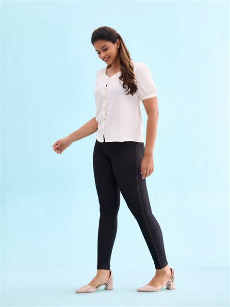 Women Black Slip-On Knit Jeggings for Women - Go Colors – Go Colors India
