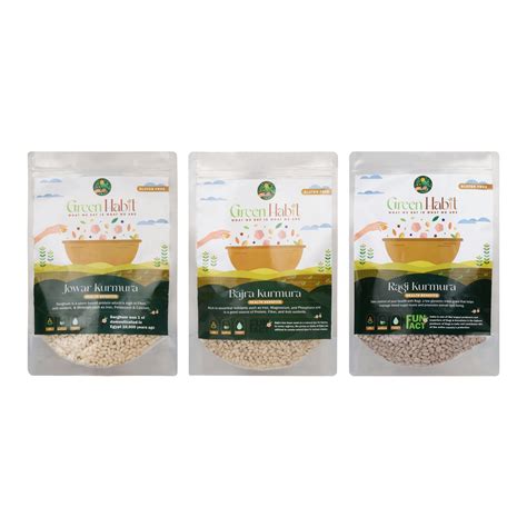 Green Habit Jowar, Ragi & Bajra Kurumura Trio | Healthy Puffed Millet ...