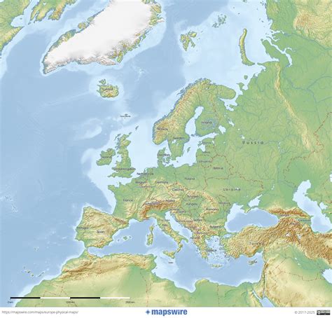 Physical Maps of Europe | Mapswire