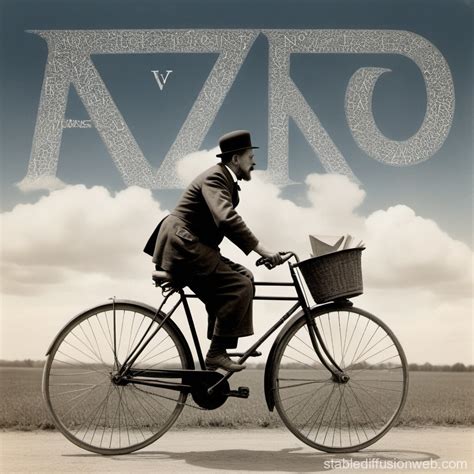 1900s Man Drawing Sky Letters on Bicycle | Stable Diffusion Online