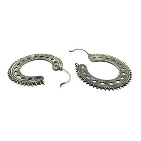925 Oxidised Silver Round Drop Earrings For Girls - Silver Palace