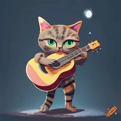 Cat playing guitar on Craiyon