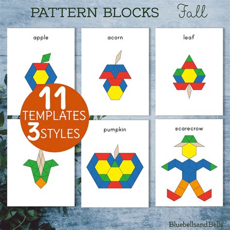 Fall Pattern Blocks Templates. Preschool and Kindergarten Printable ...