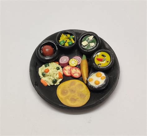 Buy Thali Indian Food Miniature Polymer Clay Fridge Magnet (5 cm ...