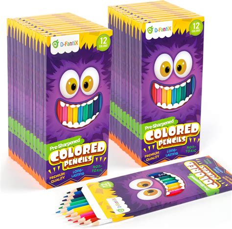 D-FantiX 24 Packs Coloured Pencils Bulk, 288 Count Pre-Sharpened ...