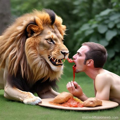 Lion Devouring Human | Stable Diffusion Online