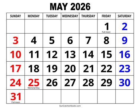 May 2026 Calendar (Free Printable) – DIY Projects, Patterns, Monograms ...