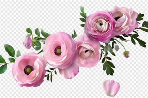 Premium PSD | Pink flowers isolated on transparent background