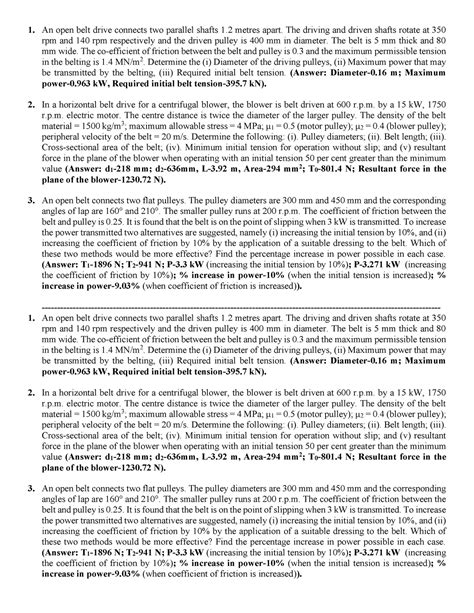 Lecture 29 - An open belt drive connects two parallel shafts 1 metres ...