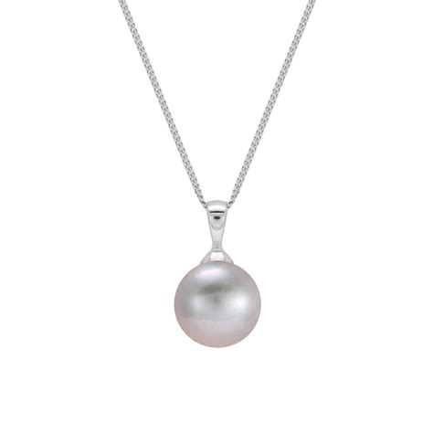 Mappin & Webb 18ct White Gold Freshwater Grey Pearl Pendant WOSFW09 ...