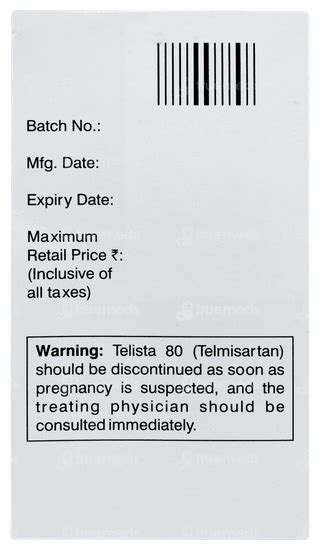 Telista 80 Tablet 15: Uses, Side Effects, Price & Substitutes