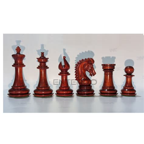 3.9" Emperor Series Wooden Chess Pieces - Made of Red Bud Rosewood and ...