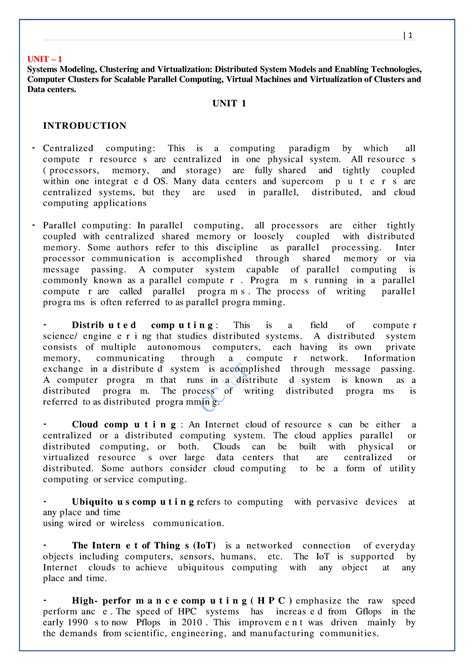CC Unit 1: Systems Modeling, Clustering, and Virtualization Overview ...