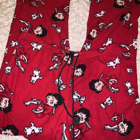betty boop pajama pants pjs bottoms red and... - Depop