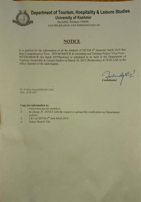 Tourism, Hospitality & Leisure Studies, University of Kashmir