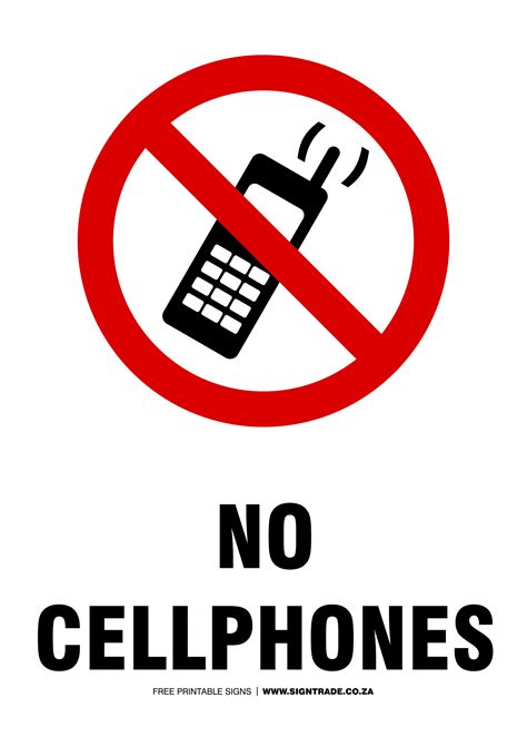 Free Printable No Cell Phone Sign Printable
