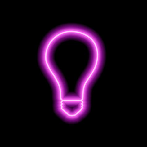 Simple neon pink light bulb outline on black background. Vector ...