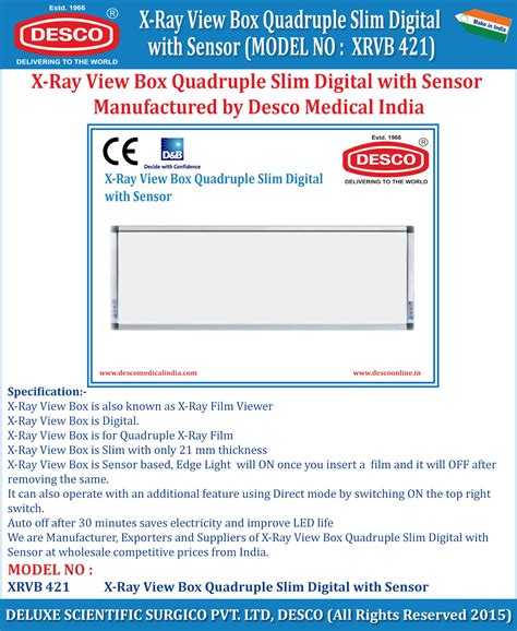 X-Ray View Box Quadruple Slim Digital with Sensor | Desco