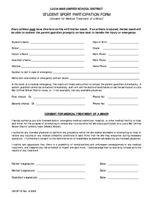 STUDENT SPORT PARTICIPATION FORM - Lucia Mar - Fill and Sign Printable ...