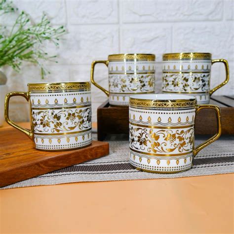Shop Femora Ceramic Sage Tea Cup Set - 160 ml (4 Pieces) 1 Unit at ...