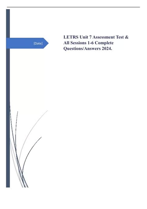 LETRS Unit 7 Assessment Test & All Sessions 1-6 Complete Questions ...