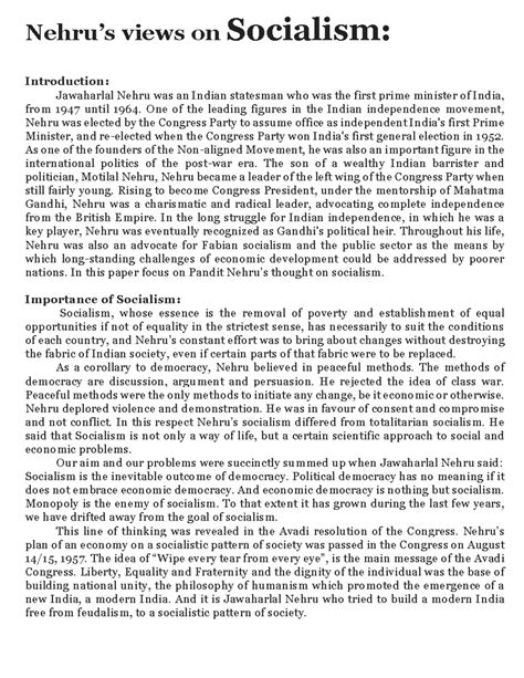 Nehrus views on Socialism - Nehru’s views on Socialism: Introduction ...