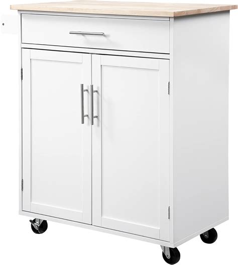 Buy HOMCOM Kitchen Island Cart Rolling Trolley Cart with Drawer ...