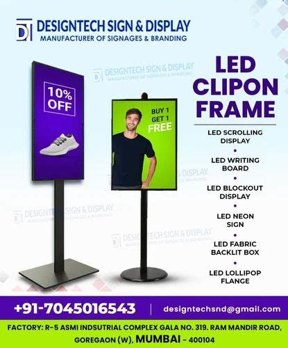 Aluminum White Indoor Led Display Sign Board, Shape: Rectangular at Rs ...