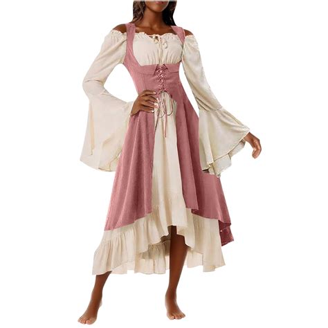Oplxuo Renaissance Dress Women Medieval Costume Chemise Ren Faire Irish ...