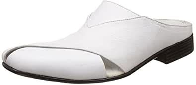 egoss Men's White Leather Sandals and Floaters - 7 UK/India (41 EU ...