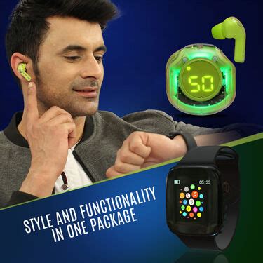 Bluetooth Calling Smart Watch + Colorful Bluetooth Earpods With Inbuil ...