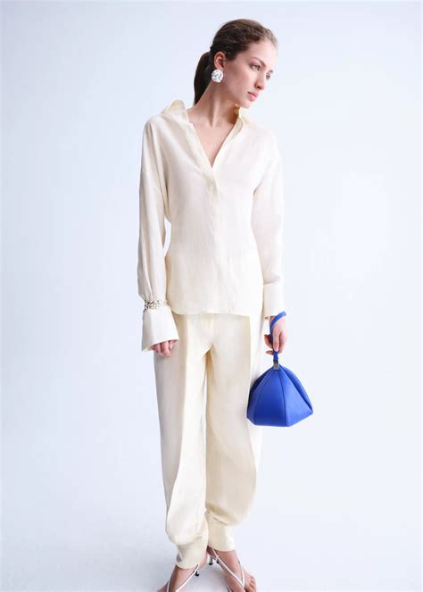 Linen tie blouse - Women | MANGO Mongolia
