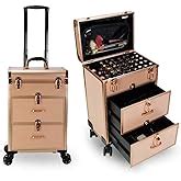 Adson Professional Makeup Vanity Trolley 4-in-1 Aluminum Cosmetic Case ...