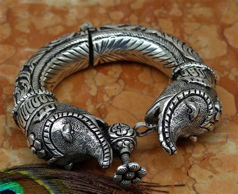 925 sterling silver handmade chitai work elephant face fabulous ...