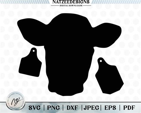 Cow Ear Tag, Cattle Ear Tag Svg, Cow Tag Silhouette SVG, Cow Tag Cut ...
