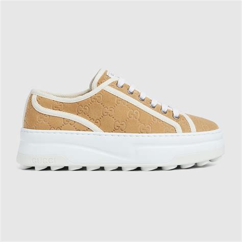 Women's Gucci Tennis 1977 trainer in beige GG suede | GUCCI® Canada