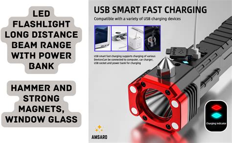 AMSARO™ Portable Rechargeable Torch Lights Rechargeable 2km, Long Beam ...