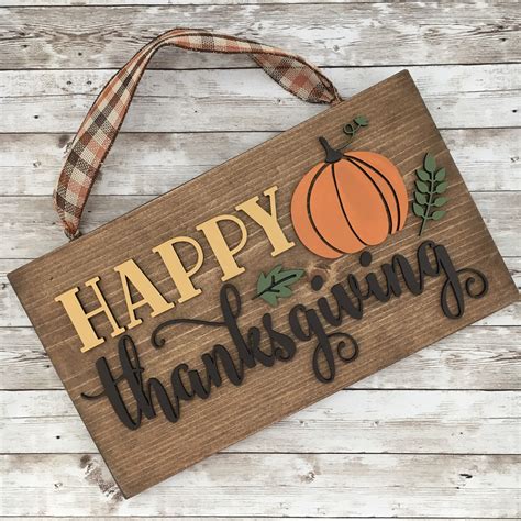 Happy Thanksgiving 9 X16 Sign with Ribbon Hanger | Pumpkin Sign ...