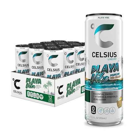 Amazon.com : CELSIUS PLAYA VIBE Sparkling Pina Colada, Sugar Free ...