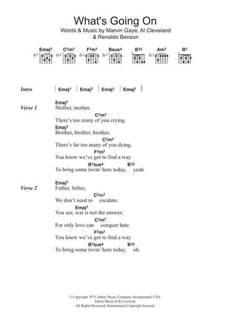 What's Going On by Marvin Gaye - Guitar Chords/Lyrics - Guitar Instructor