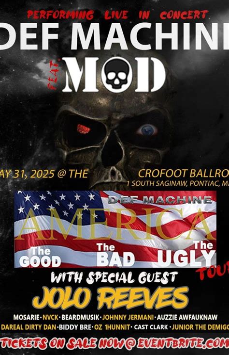 Def Machine, The Crofoot Ballroom, Pontiac, 30 May 2025 | AllEvents