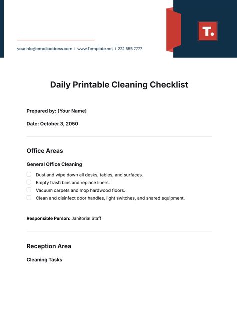 Free Cleaning Checklist Templates, Editable and Printable