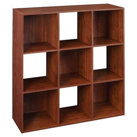Closetmaid Wooden 9-Cube Open Shelf Storage Organizer Unit, Dark Cherry ...
