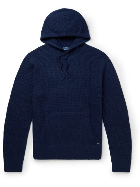 Polo Ralph Lauren - Waffle-Knit Cashmere Hoodie - Blue Polo Ralph Lauren