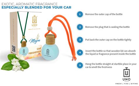 UNO AROMA Mogra Car Air Freshener, 15ml, Long Lasting Hanging car ...