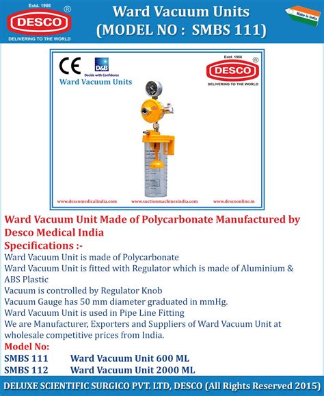 Portable Hospital Ward Vacuum Units - Manufacturers & Exporters India