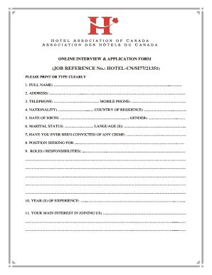 ONLINE INTERVIEW & APPLICATION FORM - Fill and Sign Printable Template ...